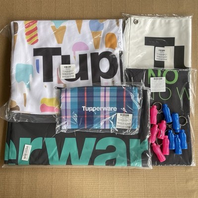Tupperware Consultant Award Logo Lot Tablecloth, Banner, Pouch, Blanket, Apron +