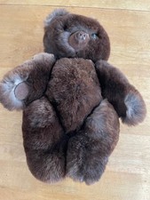 Vintage Jointed Teddy Bear Plush Real Fur Hand Crafted Basu Enterprises 12"