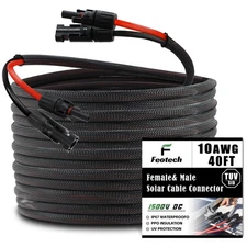 Twin Wire 40FT Solar Extension Cable - 10AWG 6mm² Solar Panel Connector, with...