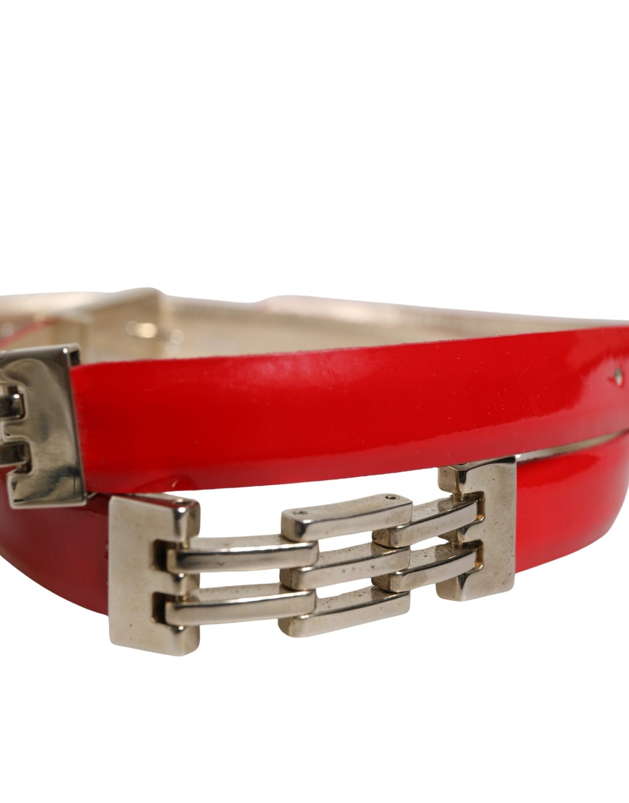 Versace Jeans Couture Red Glossy Leather Metal Buckle Women's Belt Authentic thumbnail 4