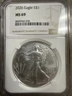 2026 $1 American Silver Eagle NGC MS69 Brown Label