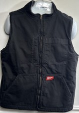Milwaukee Vest Men s Large Black Duck Canvas Sherpa Lined Workwear Zip Pockets