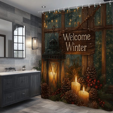 Welcome Winter Shower Curtain - Cozy Holiday Decor