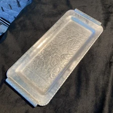 Arthur Armour Art Deco - Hammered Aluminum Tray - Flowers With Handles. 14.25x6"