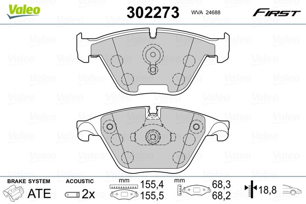 VALEO-OE 302273-OE Brake Pad Set, disc brake for BMW,BMW (BRILLIANCE)