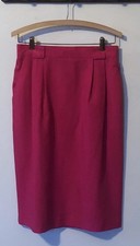 Vtg Requirements Sz 12 Hot Pink Fuchsia Midi Aline Skirt Retro Pleated Pockets