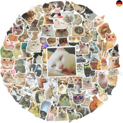cobee Funny Cat Sticker Set, 100 Pieces, Cute Cat Stickers, Waterproof Vinyl