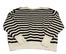 Elodie Large Pullover Black & White Striped Long Sleeve Crew Neck Sweater