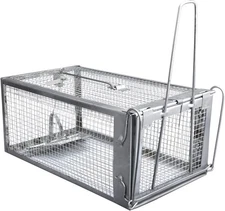 Gingbau Rat Trap Humane Live Mouse Chipmunk Cage – Medium, Silver 