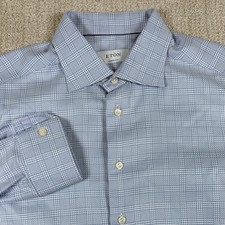 Eton Contemporary Men's 17/43 Blue Check Long Sleeve Button Up Shirt