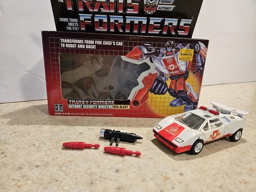 Vintage 1985 G1 Transformers Red Alert Figure   Near Complete  With Box