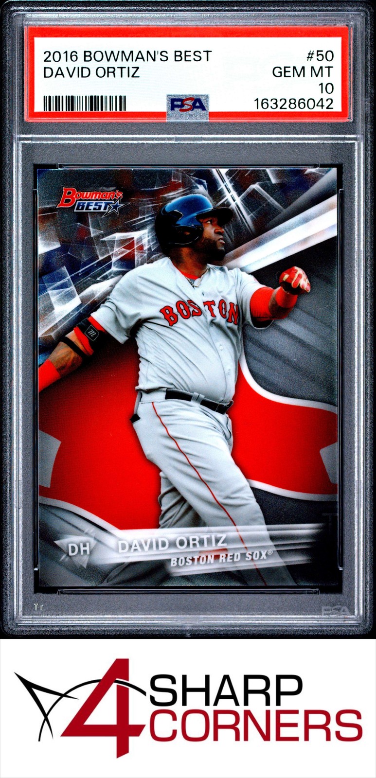 2016 BOWMAN'S BEST #50 DAVID ORTIZ RED SOX HOF POP 3 PSA 10 view 1