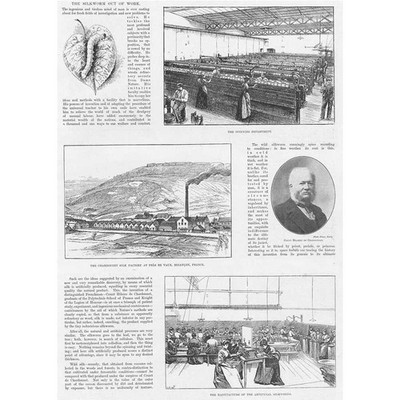 Die Seidenindustrie, wie sie hergestellt wird - 2x antike Drucke 1897