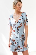 Urban Outfitters Kimchi Blue Floral Button Front Mini Dress Blue Small