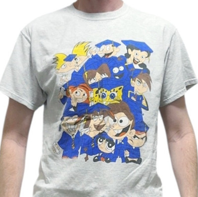 Vintage 1999 Nickelodeon Graduation Cartoons Men's MEDIUM T-Shirt Network