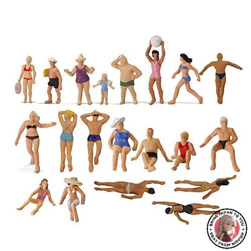 NUEVAS figuras de playa pintadas a escala 1:87 40 piezas para maquetas de tre...