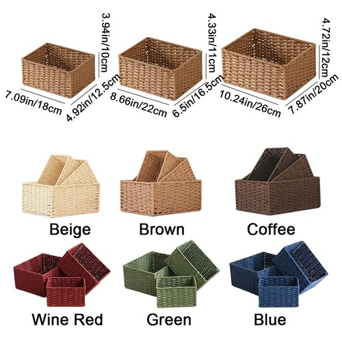 Rectangular Cosmetics Storage Box Coffee Table Storage Basket for Home - Picture 2 of 18