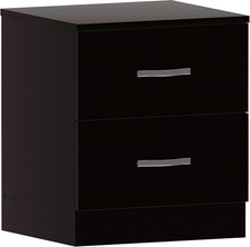 , Comodino Con 2 Cassetti, Maniglie in Metallo E Guide, Sistema Unico Anti-Ribal