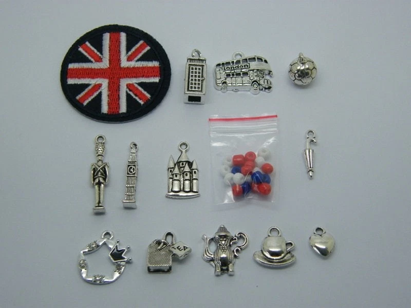 The I Love London Collection - 12 verschiedene silberfarbene Charms einige Perlen an... - Bild 2 von 4