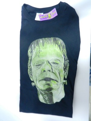 VINTAGE FRANKENSTEIN SHORT SLEEVE T-SHIRT XL BY SINISTER CRYPT OUT OF PRODUCTION