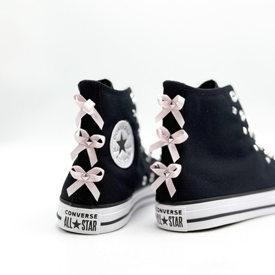 Unisex CONVERSE CTAS HI Bow Studded BLACK / PINK FROSTING (A16447F) Sz 7 NEW* Unisex CONVERSE CTAS HI Bow Studded BLACK / PINK  main image 4