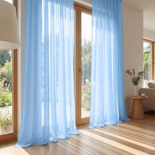 10FT Long Baby Blue Chiffon Sheer Backdrop Curtains 2 Panels 29x120 Inch
