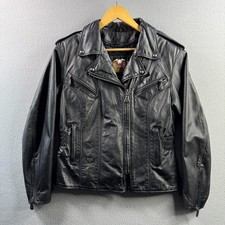 Vintage Harley Davidson Jacket Womens Small Black Leather Biker Insulated Liner