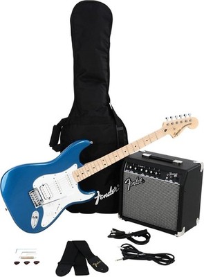 Beginner Electric Guitar Kit - Fender Squier Stratocaster Lake Placid Blue