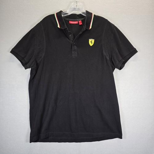 Scuderia Ferrari Mens Polo Short Sleeve Shirt XL Black Official - Picture 2 of 9