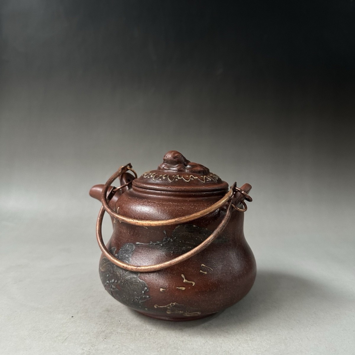 Yixing Zisha Teapot Collectible Asian Hand Painted Sculpture