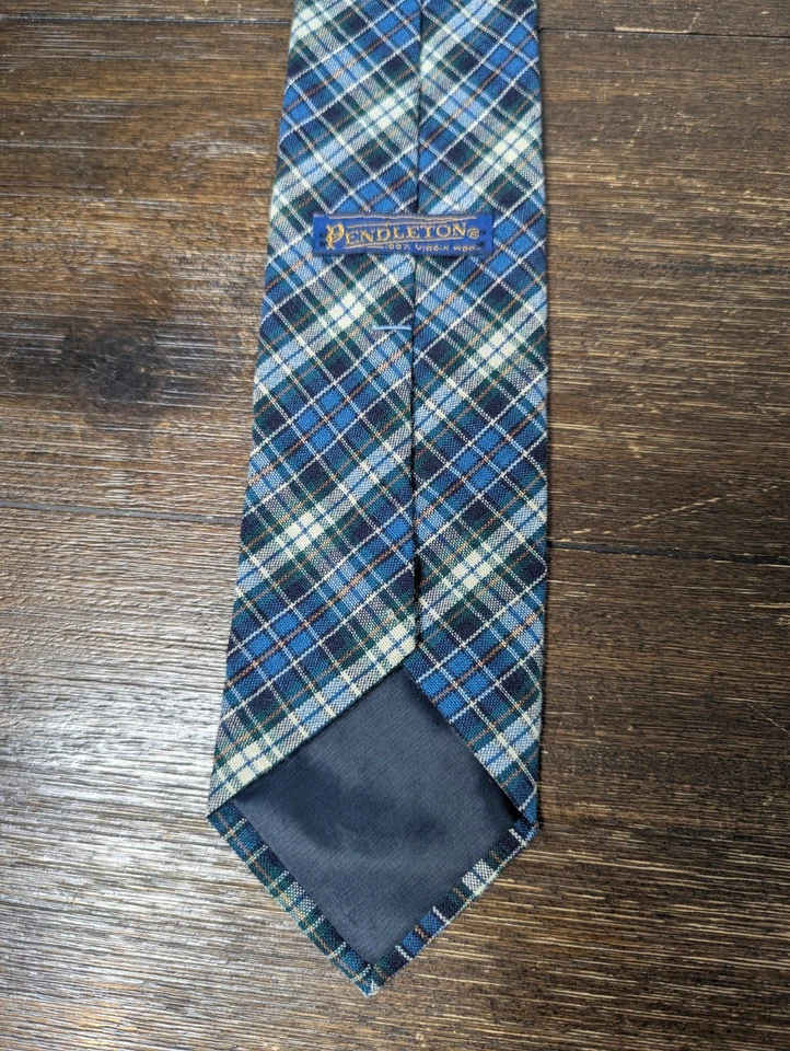 Corbata de cuello Pendleton vintage a cuadros 100 % lana virgen para hombre 3" X 57" en muy buena condición Foto 2 de 4