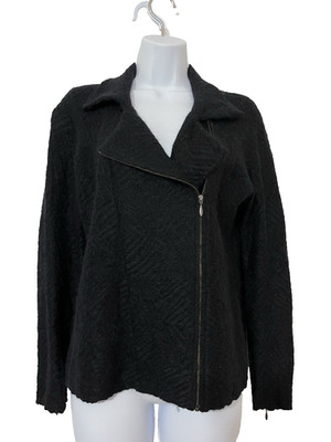 Eileen Fisher Cat's Mohair Blend Moto Jacket Size S Black Capsule Minimalist