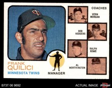 1973 Topps #49 Frank Quilici Twins Leaders BRN VARIATION MANAGER COACH 7 - NM