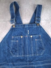 Vintage Round House Overalls Mens 44x30 Blue Denim Farmer Bibs Made USA 80s Rare