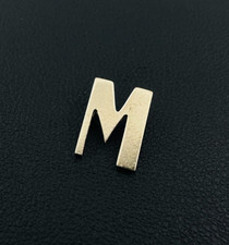 Solid 14K Yellow Gold Small 'M' Block Letter Initial Pendant .40"x.30" , .8g