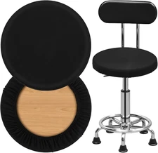 2 Pcs Milk Silk Bar Stool Covers, Black round Stool Cushion, High Elastic Stools