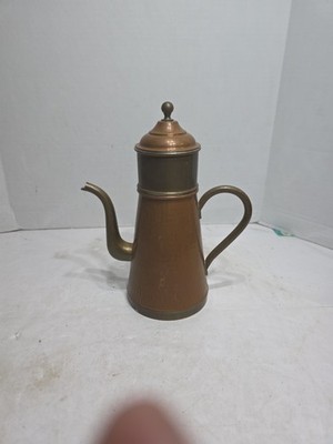 VTG ANTIQUE BELGIUM VARELUX TINNED COPPER COFFEE POT WITH INTERNAL FILTER RARE