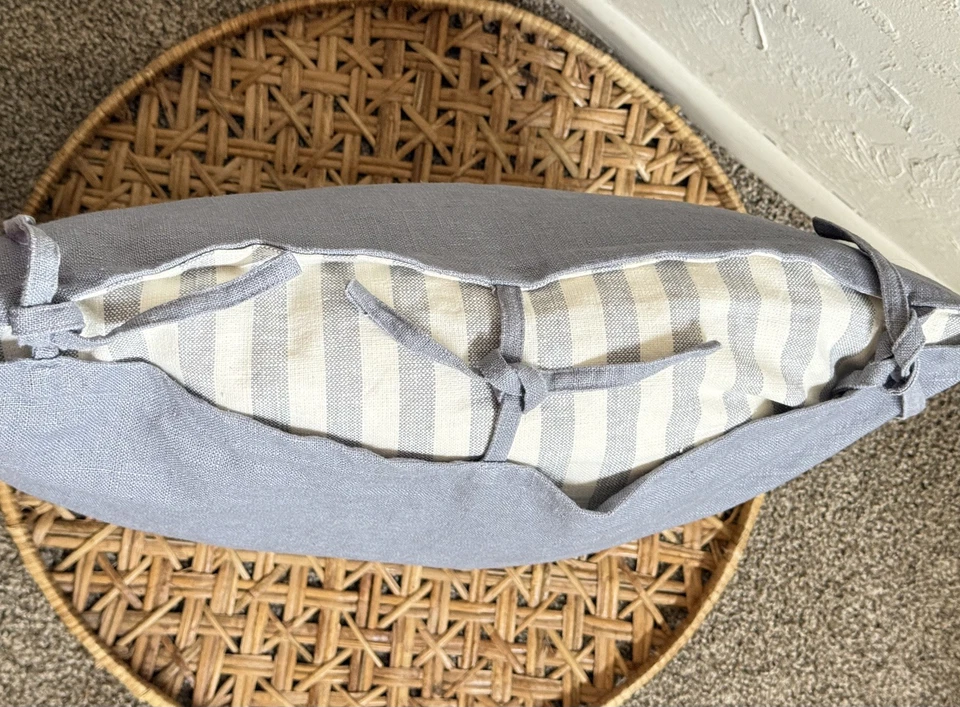 2 fundas de almohada IKEA URSULA gris 26x26 euro con lazos | 100 % lino Ramie usadas en excelente estado Foto 3 de 4