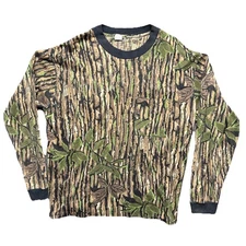 VTG XL USA Made Realtree Camo Single Stitch Long Sleeve Hunting Pocket T-Shirt
