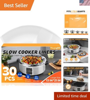 30 Pack Slow Cooker Liners, Large Size 13''x 21'' Cooking Bags Disposable Pot L...