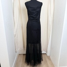 Y2K Xscape Size 14 Black Maxi Sheer Beaded Floral Gown Whimsigoth grunge fairy