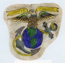 vintage unknown antique produx color navy anchor tattoo flash cut texas 5.5x5