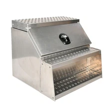 25"x28"x30" Aluminum Side Mount Semi Truck Tool Box Saddle Step Open Wide Design