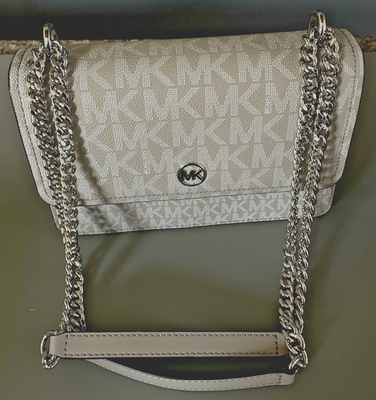 MICHAEL KORS ABBOTT MED FLAP CHAIN SHOULDER BAG QUARRY GREY NWT | eBay
