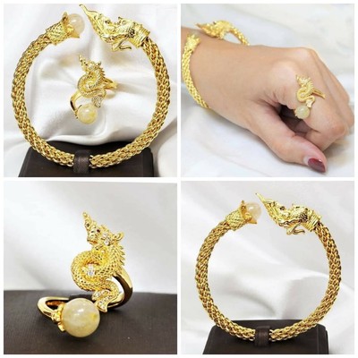 Naga Amulet Bangle +Ring Set aus Thailand