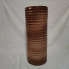 Vintage 1950s Frankoma Pottery Brown Plainsman 72 Ribbed 10" Vase