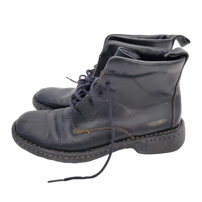 Born Black Leather Lace Up Ankle Boots Womens Size Yellow