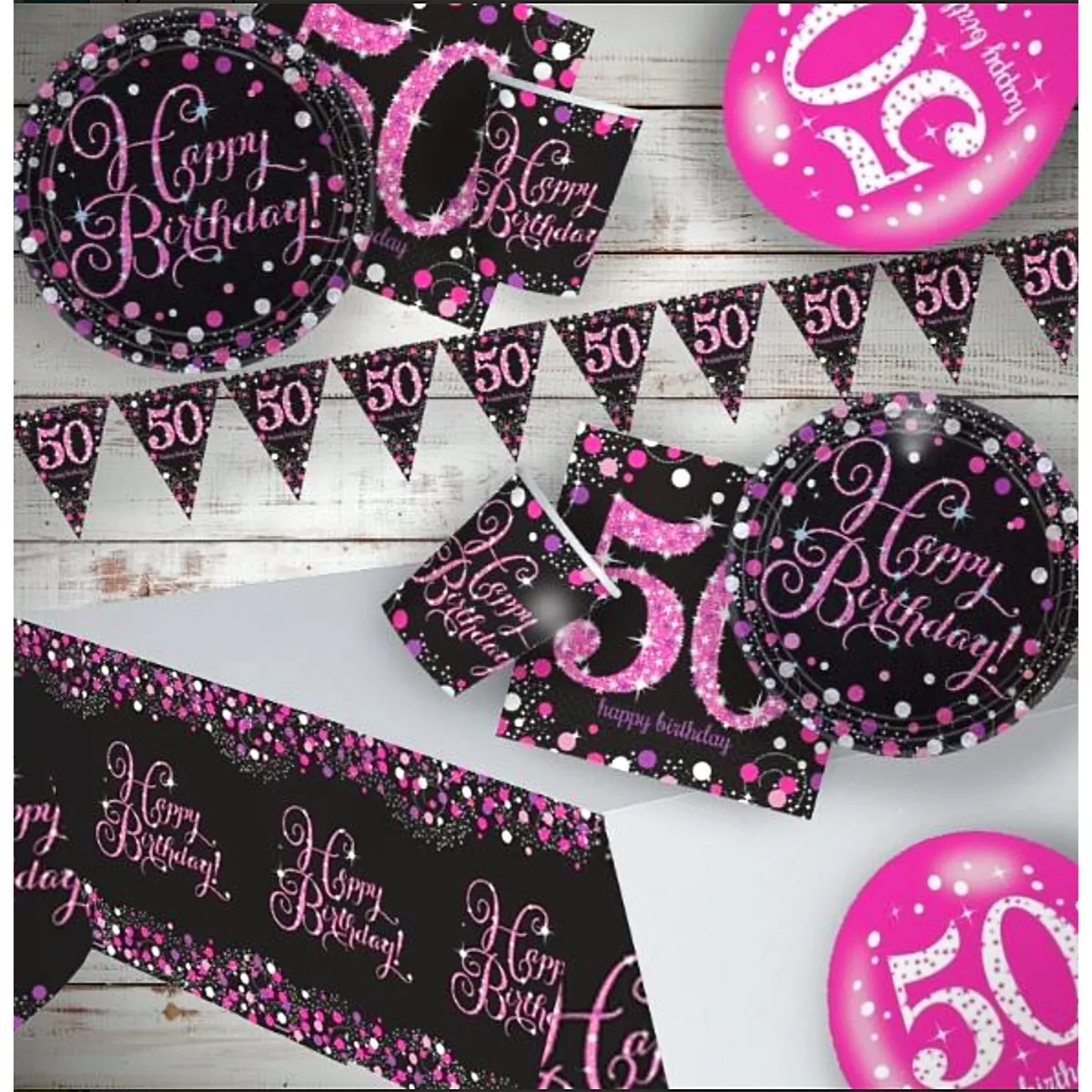 50th Birthday Black Pink themed Party Decorations Party Table decorations