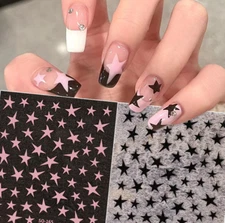 Black Gold Silver Pink Stars 3D Self-Adhesive Nail Art Stickers So165 NH21