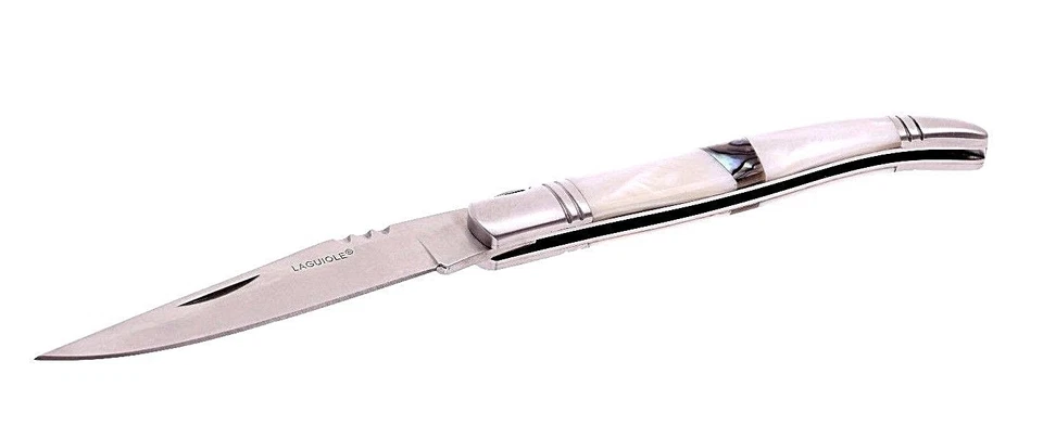 Laguiole Taschenmesser Sea Shell Edelstahl Messer Klappmesser Perlmutt Griff NEU - Bild 2 von 4